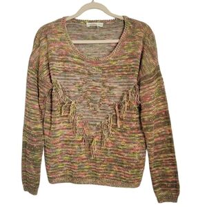 Anthropologie Sweater M Medium Staring At Stars Space Dye Fringe Long Sleeve
